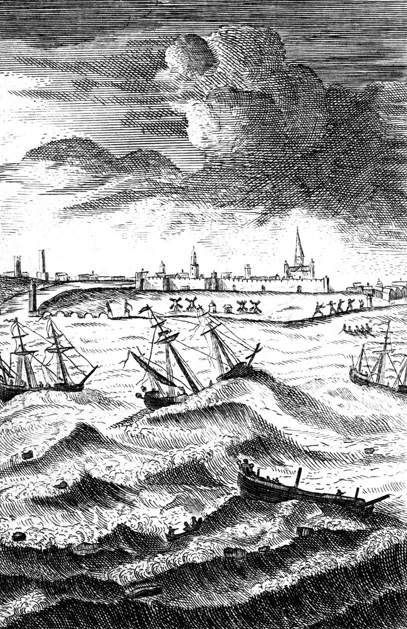 Robinson Crusoe ble forliste ved Yarmouth, c1719 av Unbekannt