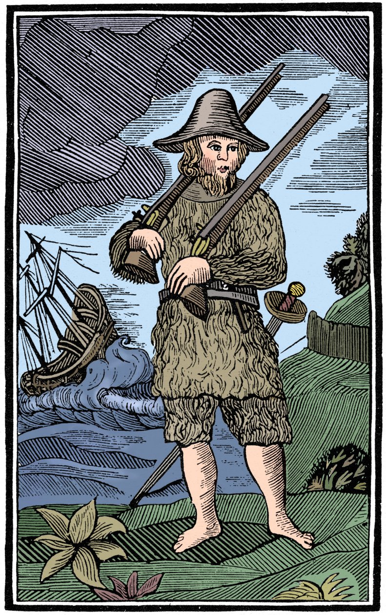 Robinson Crusoe, kapittelbokklipp, 1700-tallet 1964 av Unbekannt