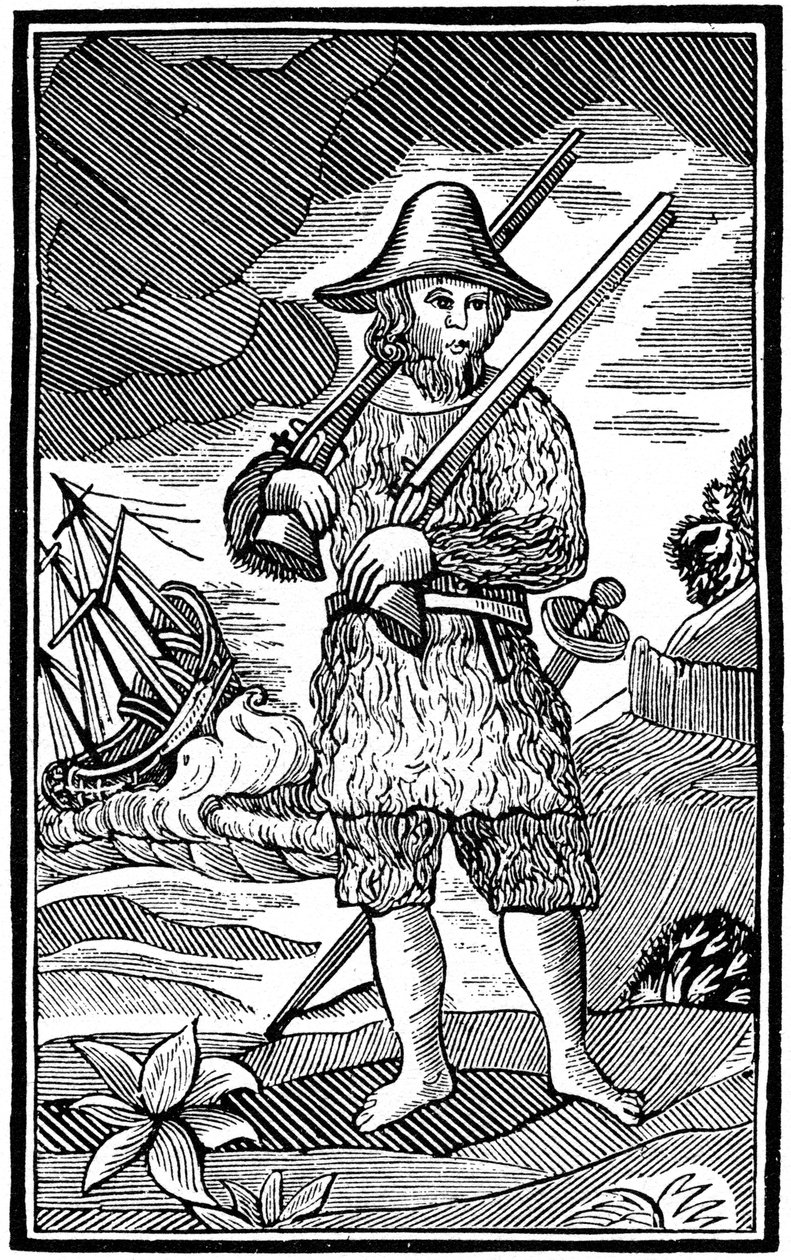 Robinson Crusoe, kapittelbokklipp, 1700-tallet 1964 av Unbekannt