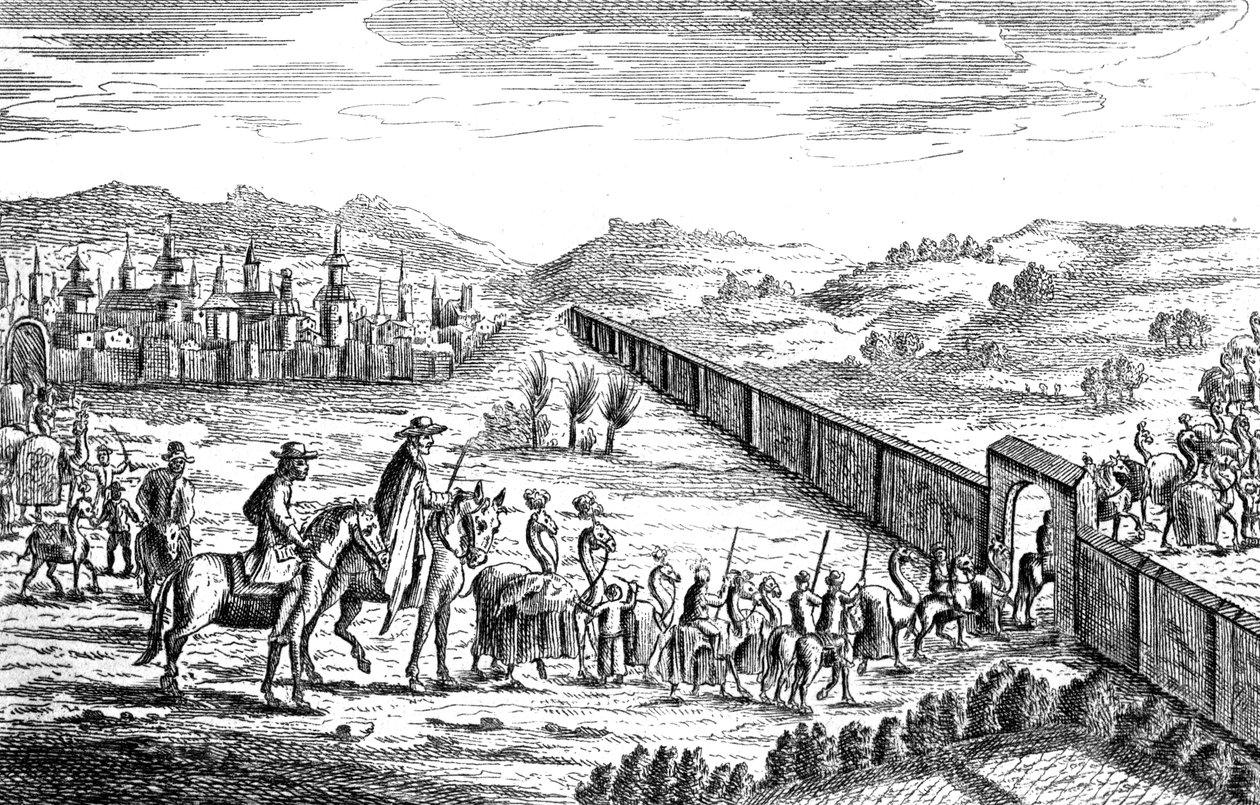 Robinson Crusoe med den muskovittiske karavanen, c1719 av Unbekannt