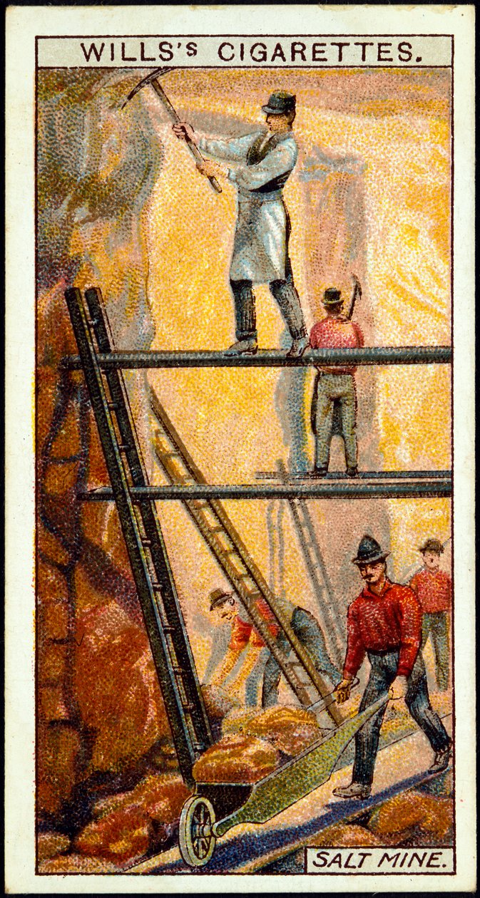 Steinsalt: Gruvearbeidere på jobb i saltgruven, Wieliczka, Galicia, Polen, 1900-tallet av Unbekannt