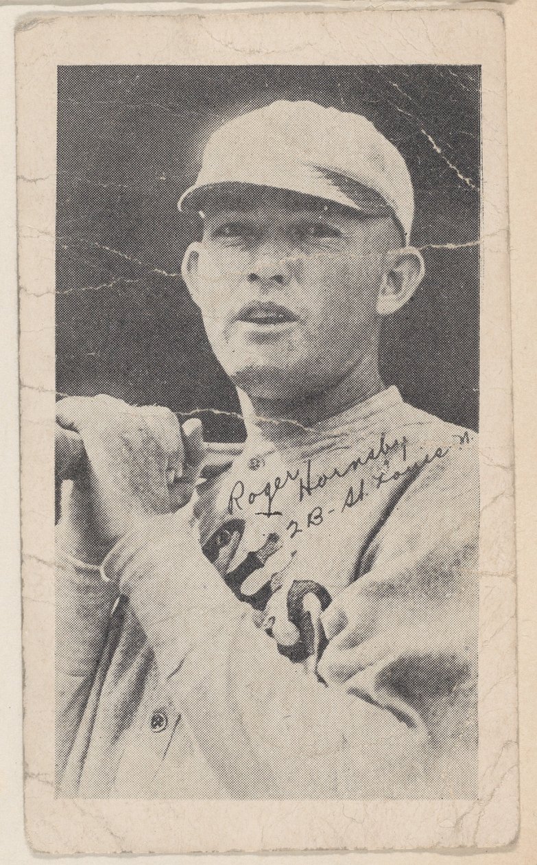 Rogers Hornsby, 2 B - St. Louis N., fra baseball stripekort W575-2, ca. 1921-22. av Unbekannt