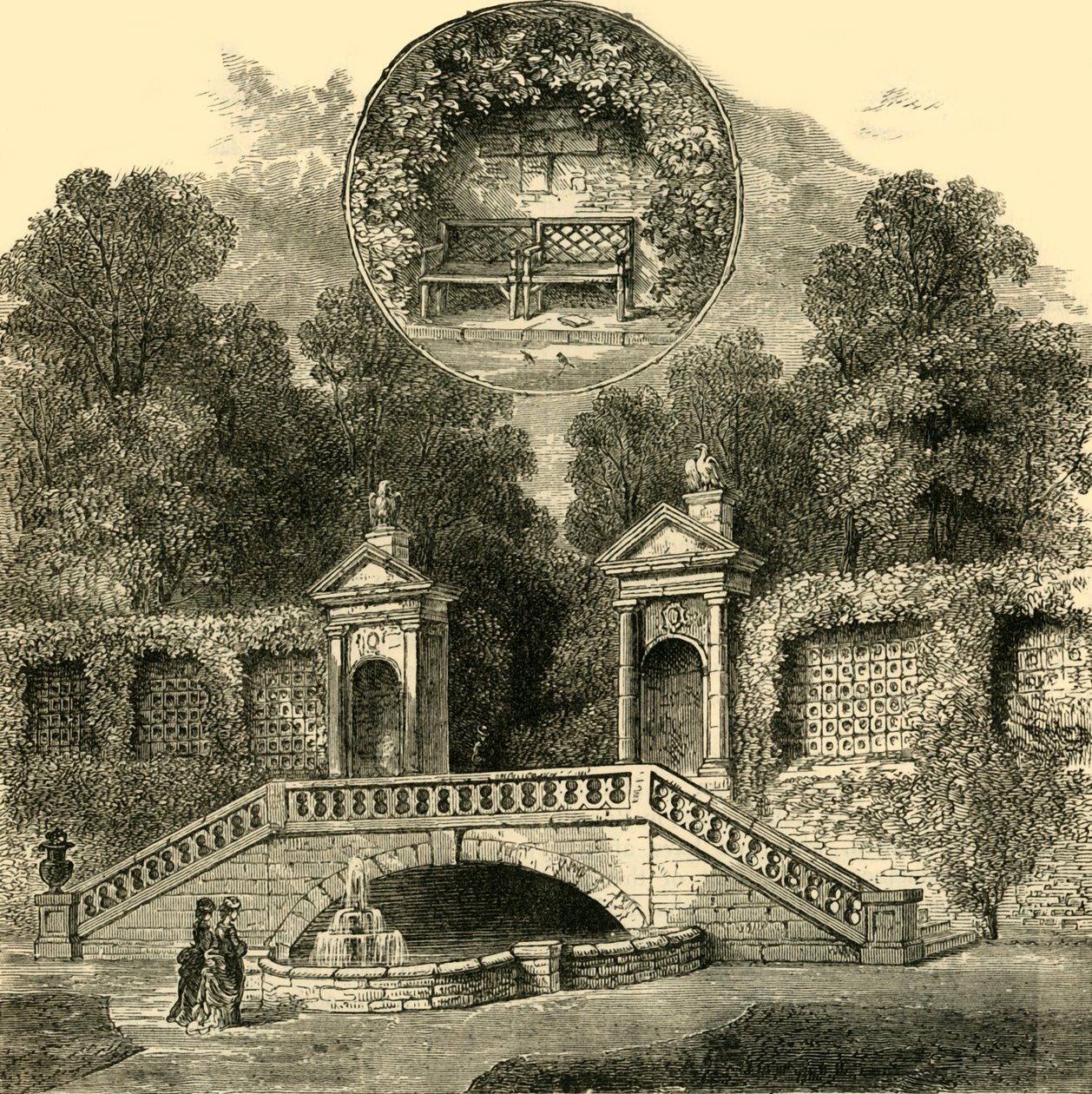 Rogers Seat og Inigo Jones Gateway, Holland House, c1876. av Unbekannt