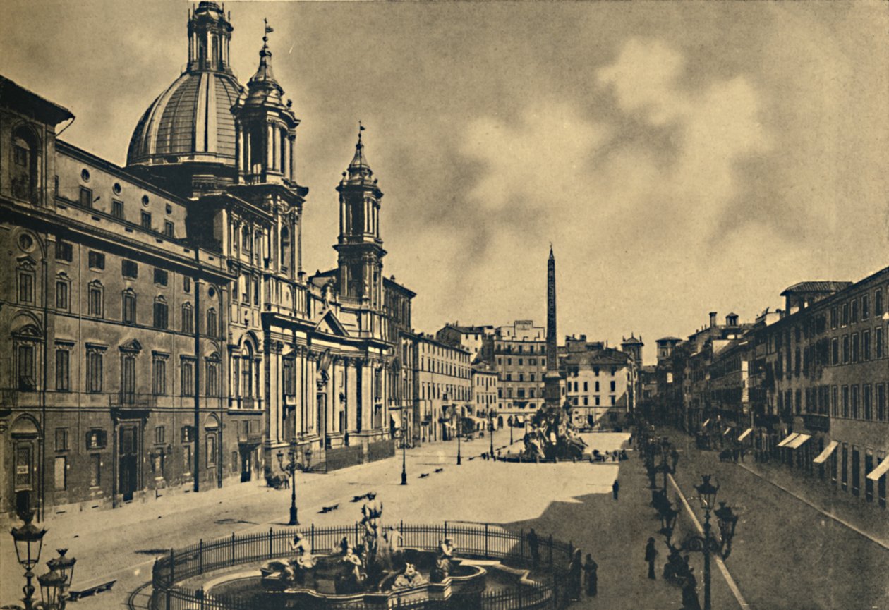 Roma - Circo Agonale - St. Agnes kirke - Fontainer av Bernini, 1910 av Unbekannt