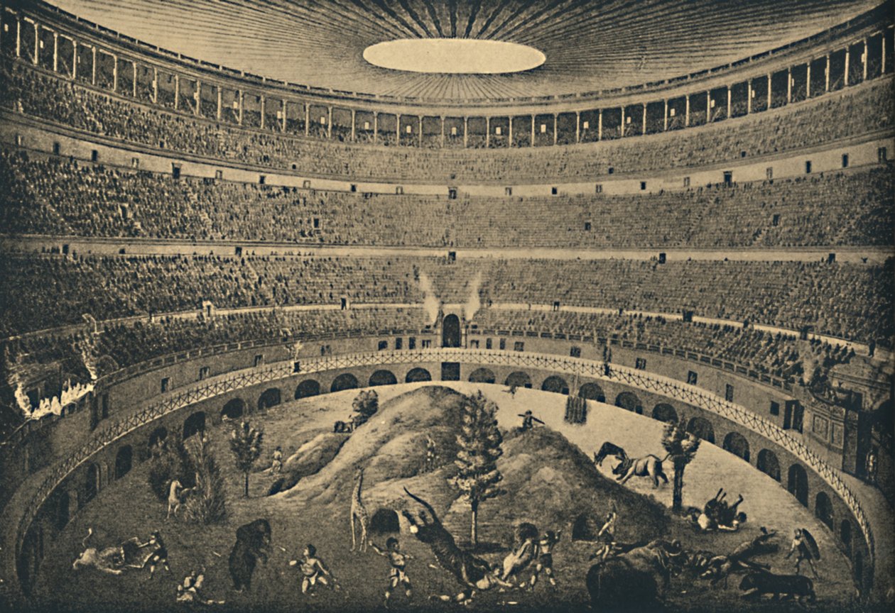 Roma - Colosseum - Rekonstruksjon av en jakt på ville dyr, 1910 av Unbekannt