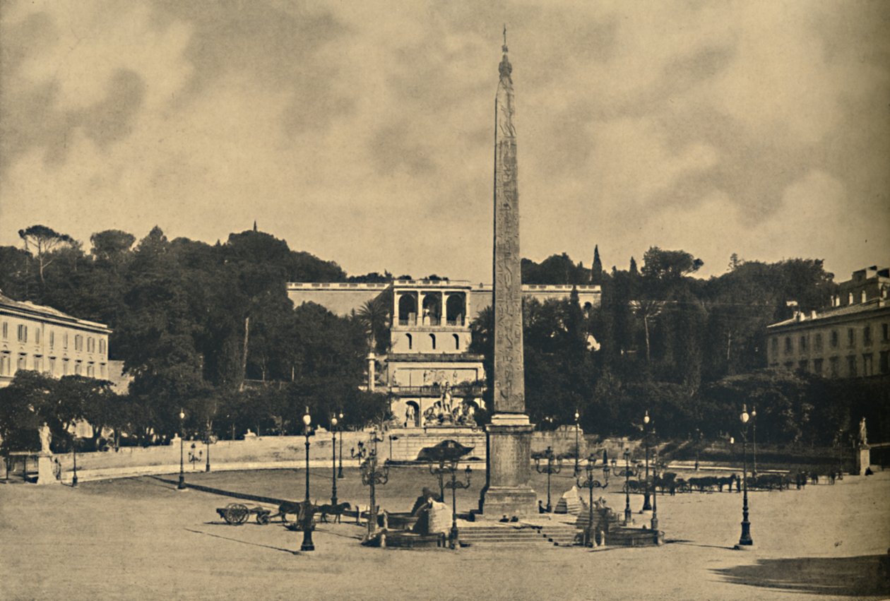 Roma - Obelisk, fontener og torget i Popolo. - Terrasser i Pincio offentlige park, 1910 av Unbekannt