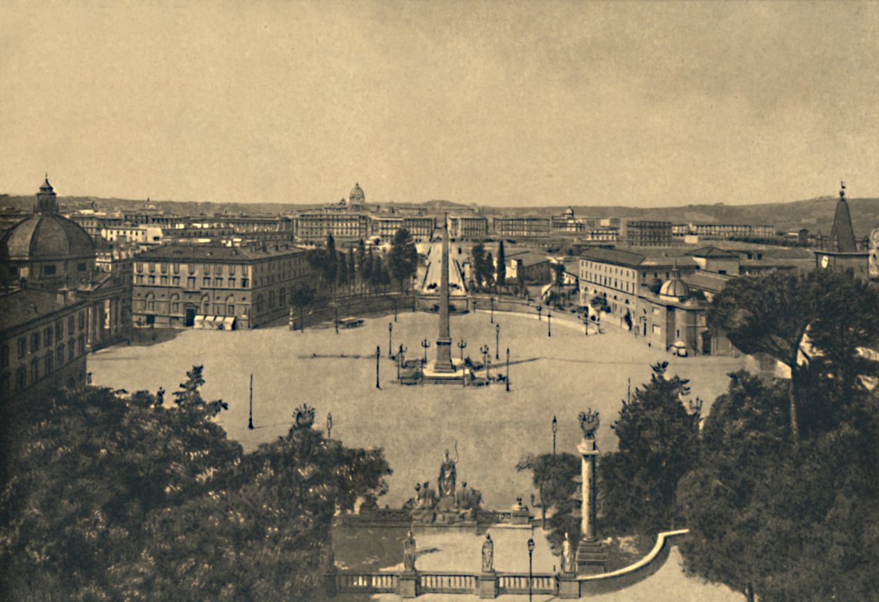 Roma - Utsikt fra Pincian Garden: Square of the Popolo poplar-trees, 1910 av Unbekannt