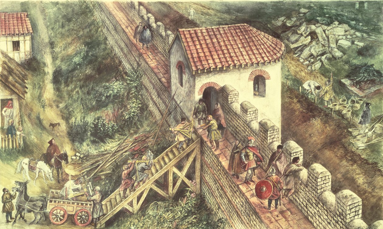 Romersk bastion på bymuren, London, 400-tallet av Unbekannt