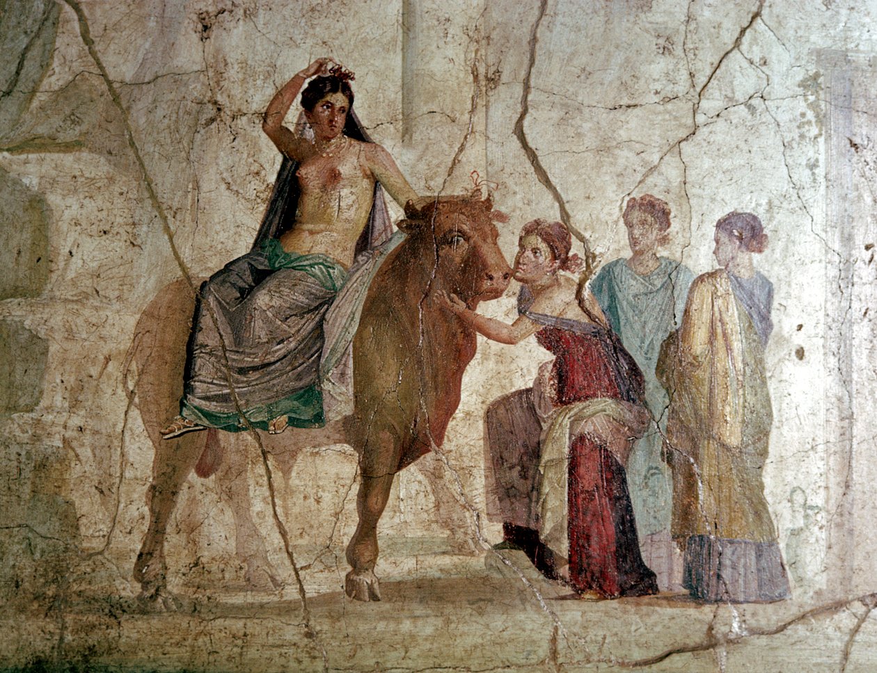 Romersk veggmaleri av The Rape of Europa, House of Jason, Pompeii, Italia av Unbekannt