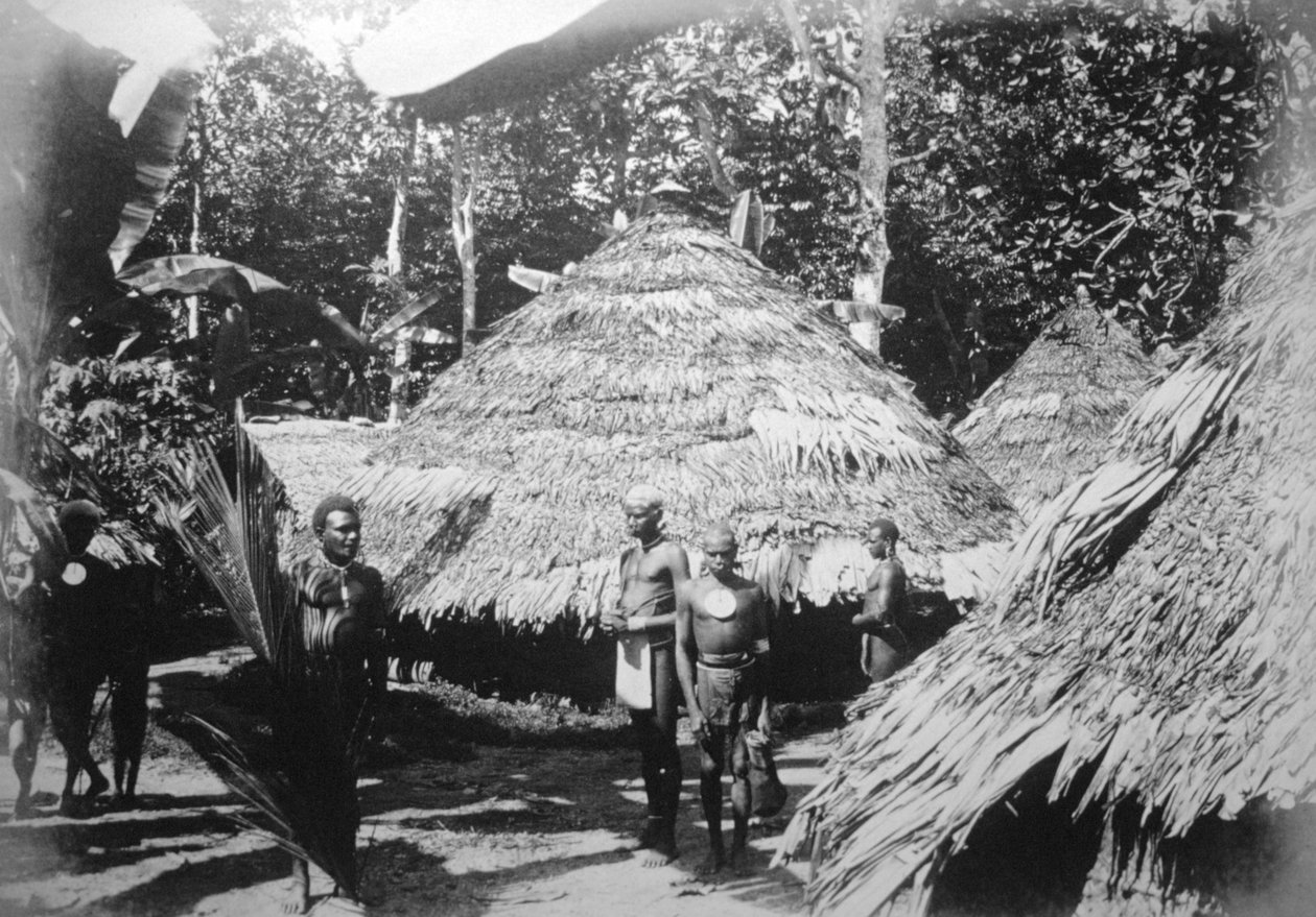 Runde hus av innfødte i Timotu, Santa Cruz, 1892 av Unbekannt