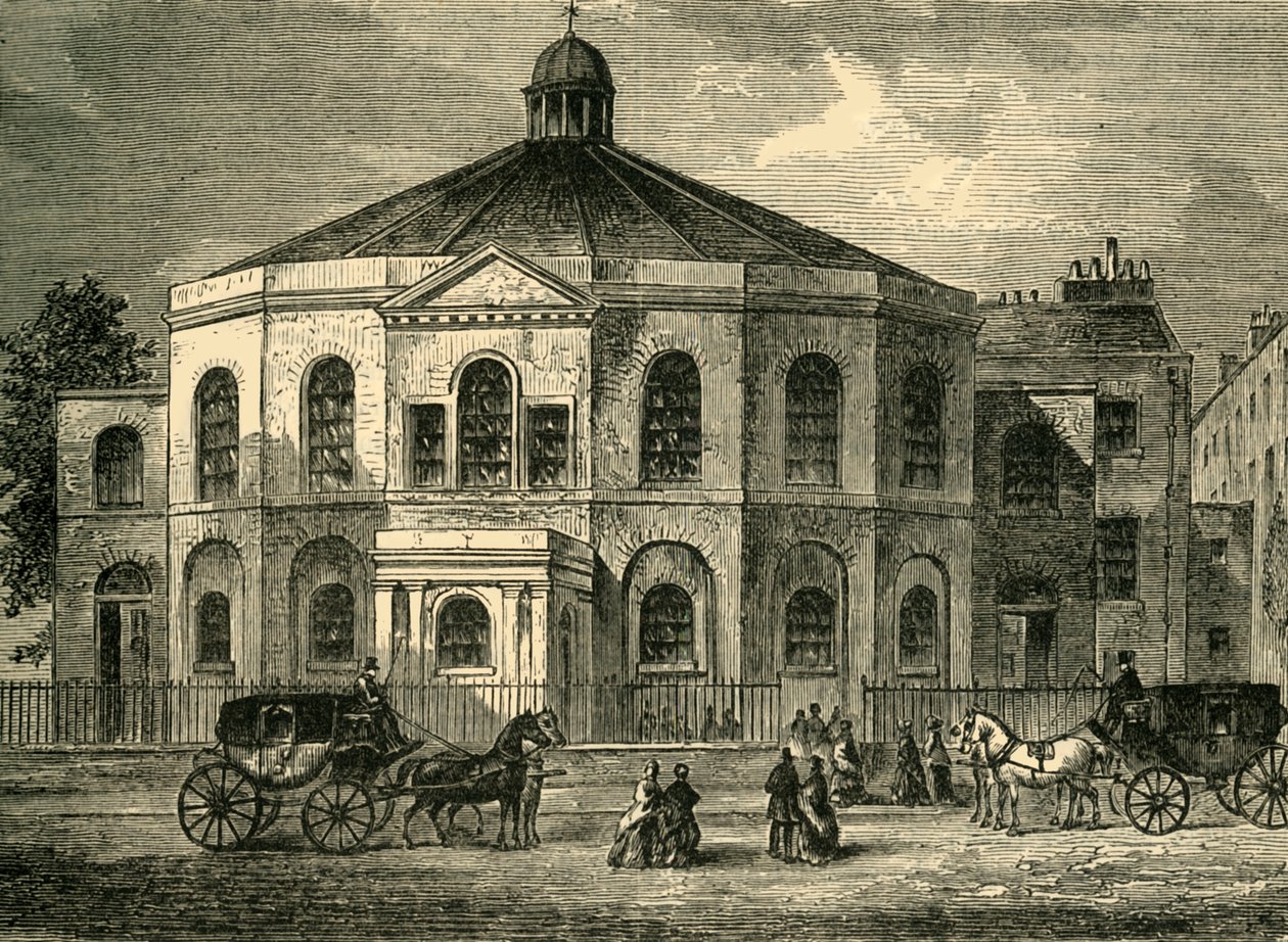 Rowland Hills Chapel i 1814, c1878. av Unbekannt