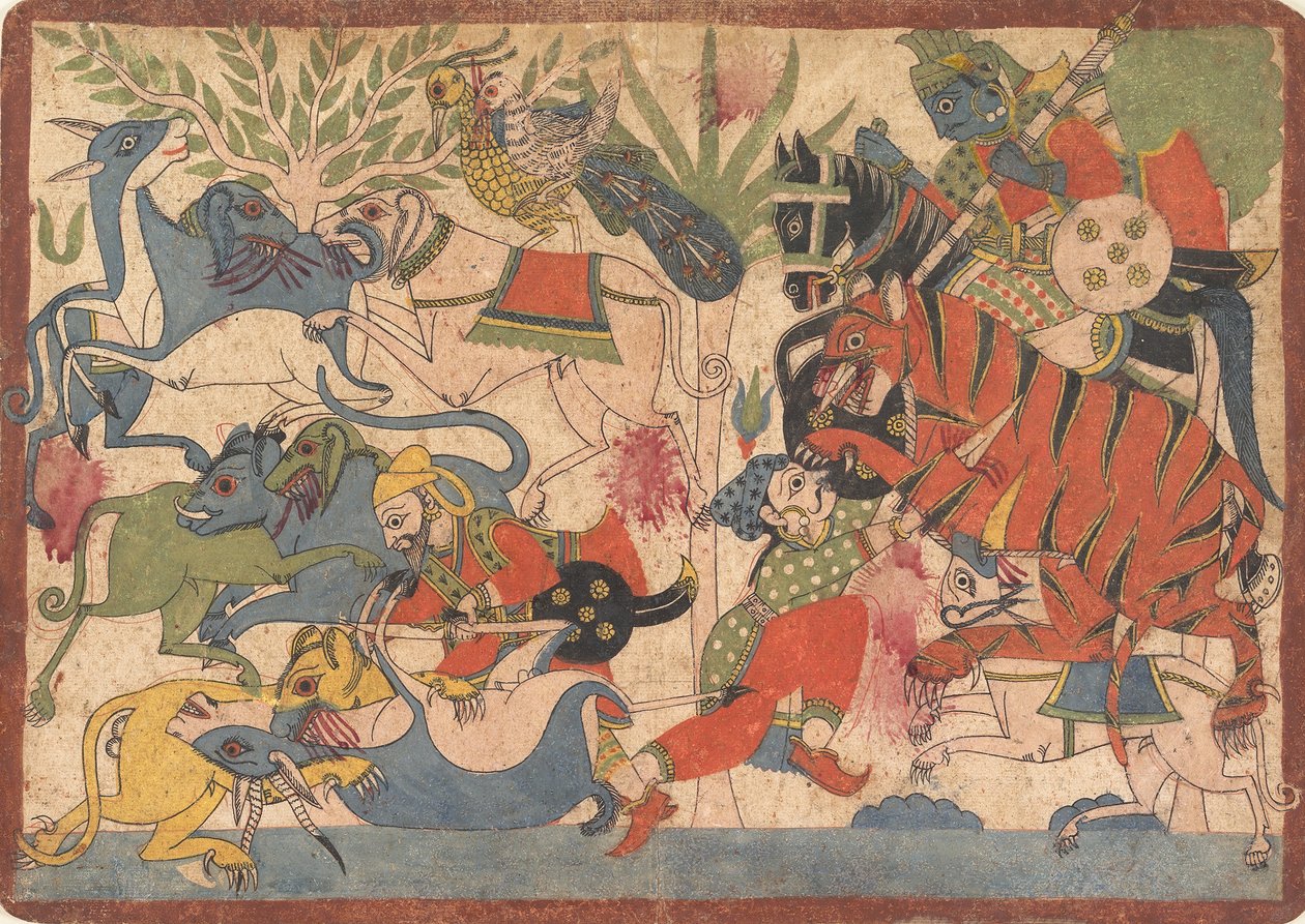 Royal Hunt, folio fra en Mahabharata, 1800-1850. av Unbekannt