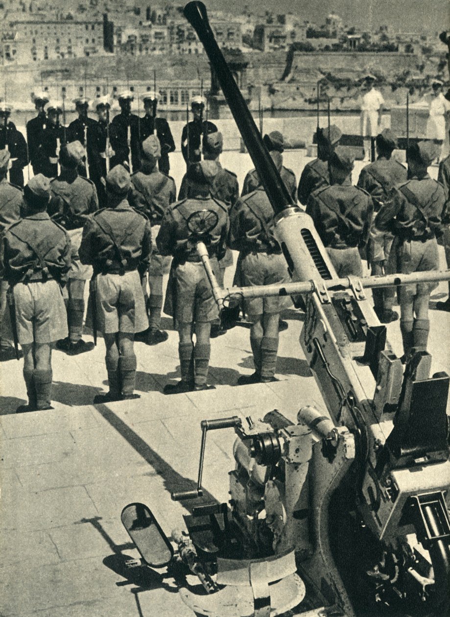 Royal Marines ved paraden som feirer det vellykkede forsvaret av Malta, andre verdenskrig, 1943 1944. av Unbekannt