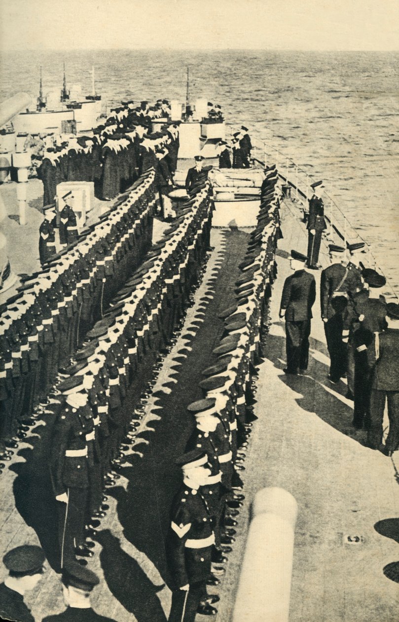 Royal Marines stilte opp på parade om bord på et skip, andre verdenskrig, c1939-c1943 1944. av Unbekannt
