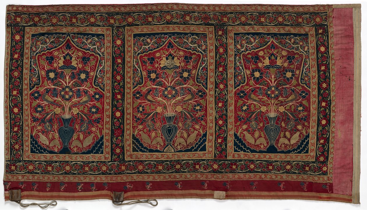 Kongelig rundt telt laget for Muhammad Shah veggpanel med tre paneler A, 1834-1848. av Unbekannt