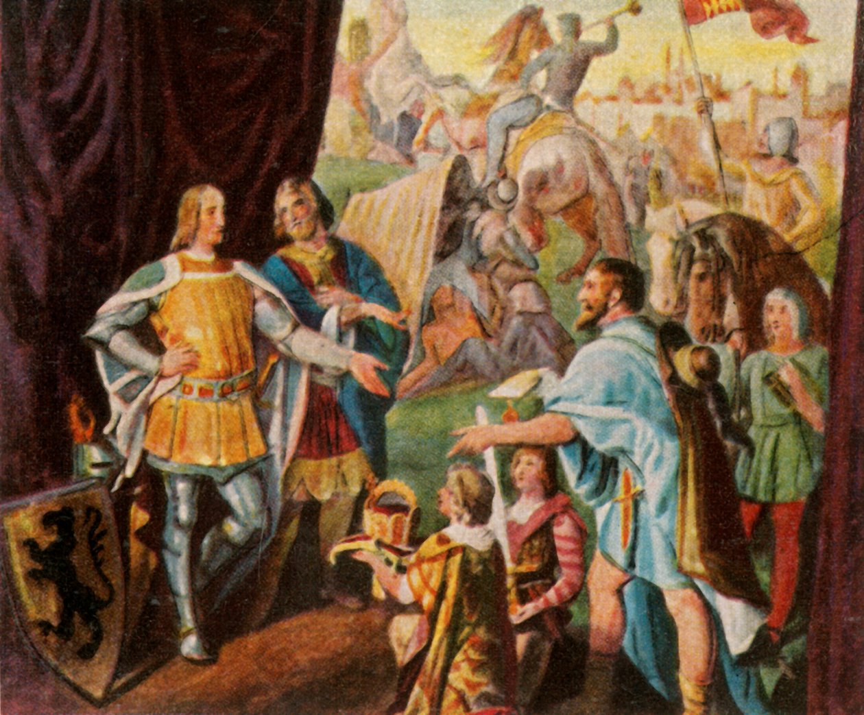 Rudolf av Habsburg mottar nyheten om hans valg til konge av Tyskland, 1273, 1936. av Unbekannt