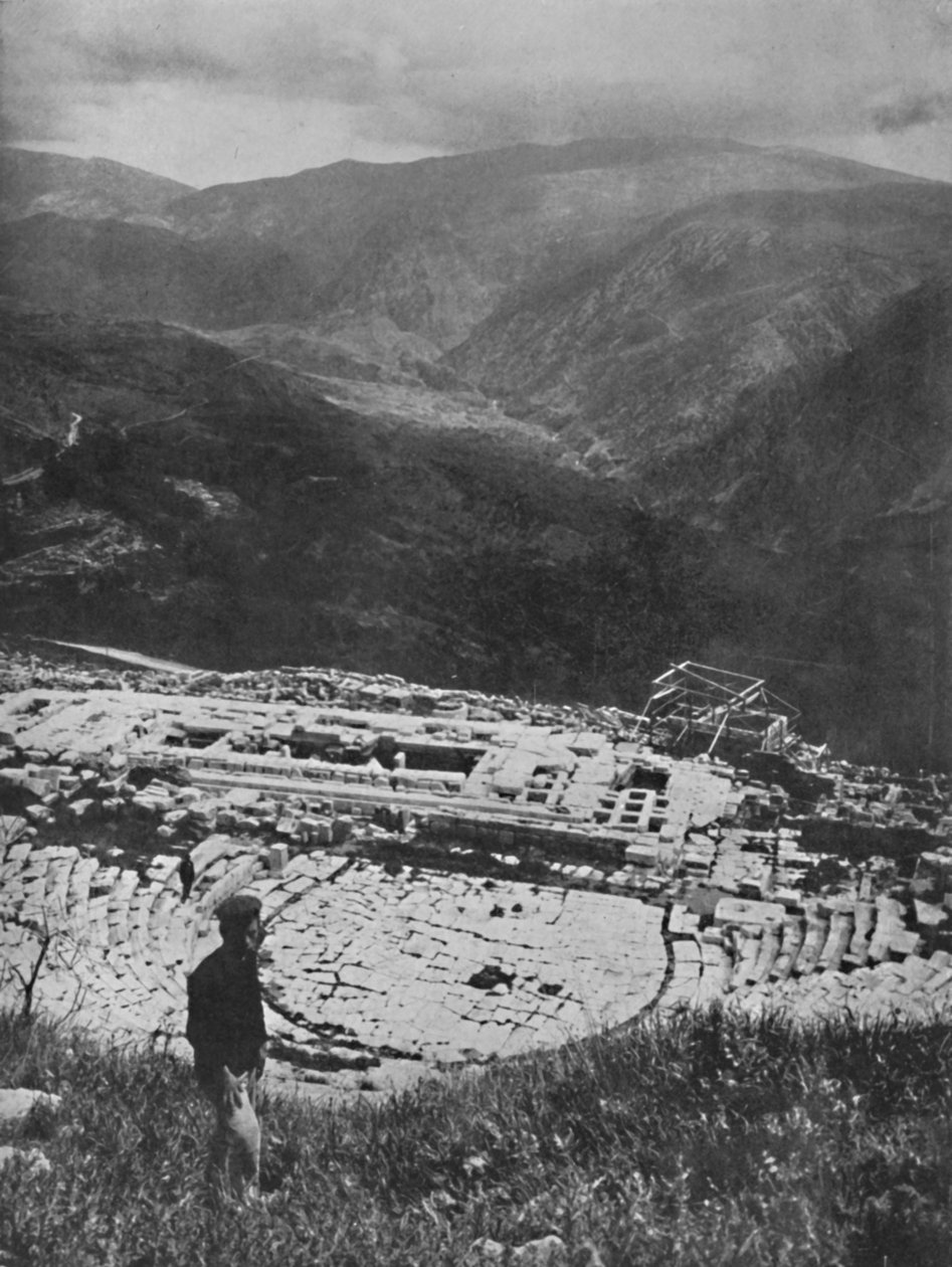 Ruinene av Apollo-tempelet i Delphi, 1913 av Unbekannt
