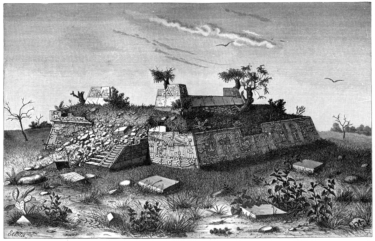 Ruinene av pyramidetrinnene til Xochicalco, Mexico, 1901 av Unbekannt