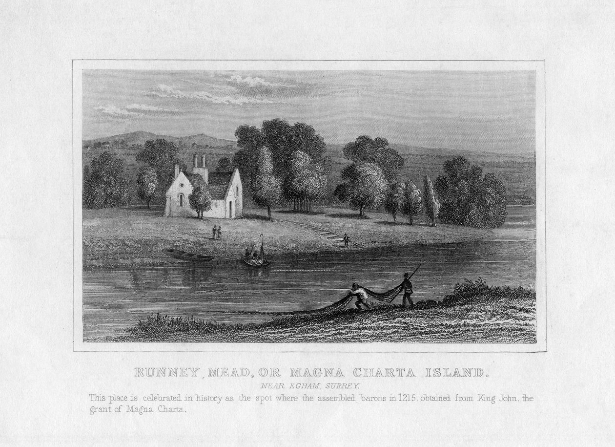 Runney Mead eller Magna Charta Island, nær Egham, Surrey, 1800-tallet av Unbekannt