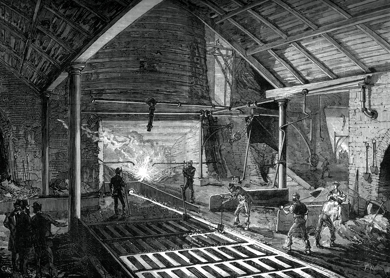 Kjøre det smeltede jernet inn i grisene, c1880 av Unbekannt