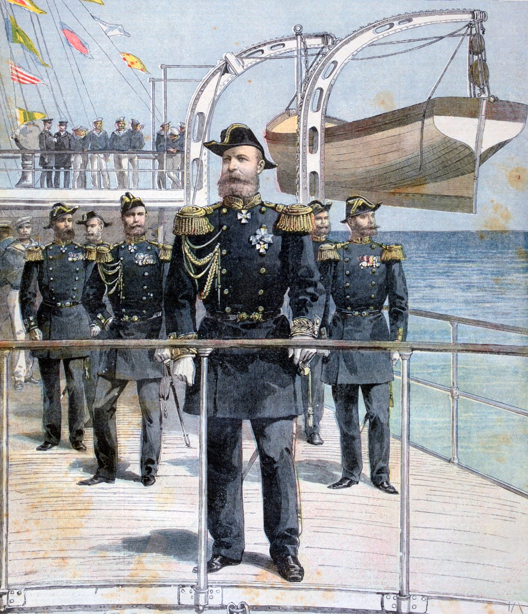 Russisk admiral Avellan om bord på krysseren keiser Nicholas I, 1893 av Unbekannt