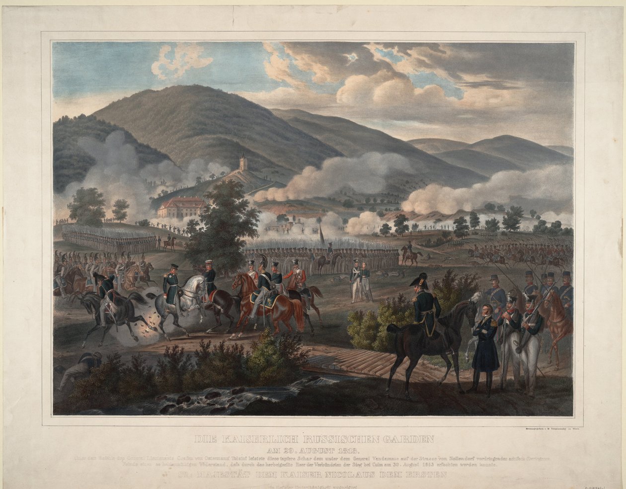 Russisk livgarderegiment i slaget ved Kulm 29. august 1813, ca 1813 av Unbekannt