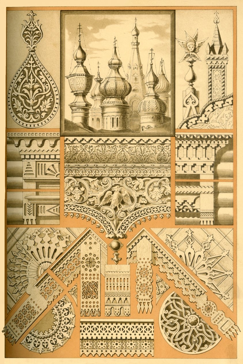 Russisk arkitektonisk ornament og treskjæring, 1898. av Unbekannt