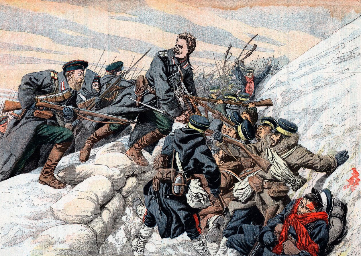 Russisk angrep på de japanske skyttergravene, russisk-japanske krigen, 1904-5 av Unbekannt