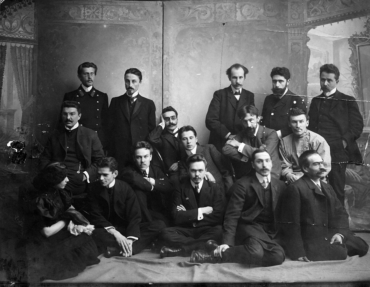 Russisk forfatter og poet Andrei Bely med symbolistiske forfattere, 1907 av Unbekannt