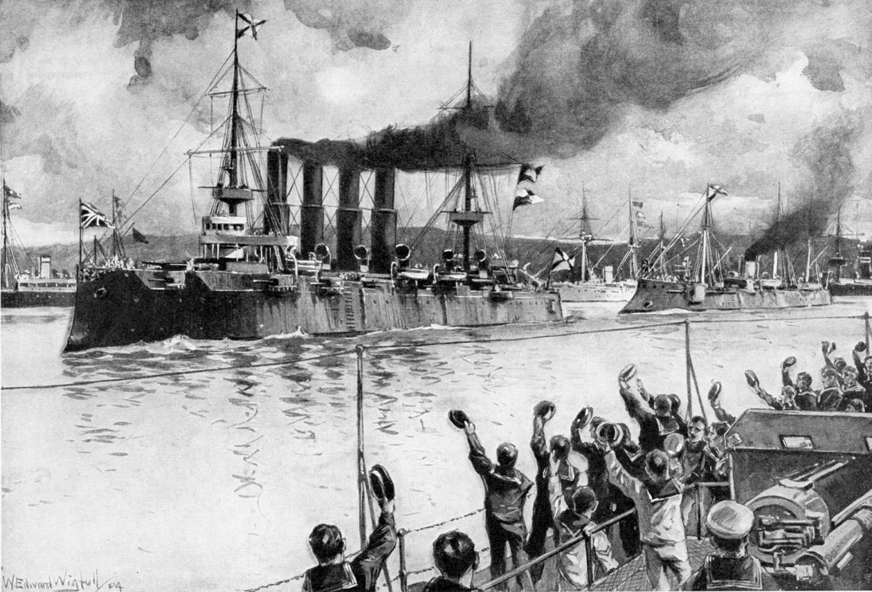 Russisk krysser på vei til slaget ved Chemulpo, den russisk-japanske krigen, 1904-5 av Unbekannt