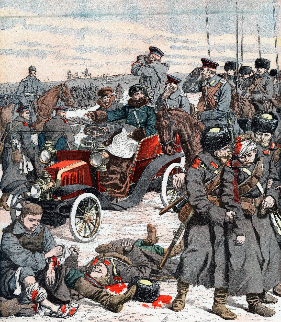 Russisk general som ledet kampanjen fra bilen sin, russisk-japanske krigen, 1904 av Unbekannt