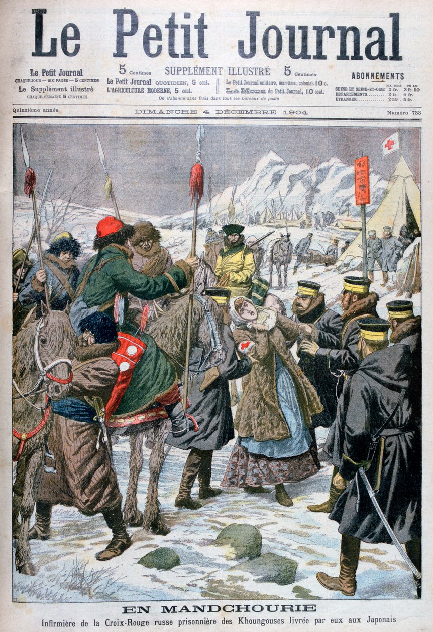 Russisk sykepleier tatt til fange av Manchuene som ble overlevert til japanerne, Manchuria, 1904 av Unbekannt