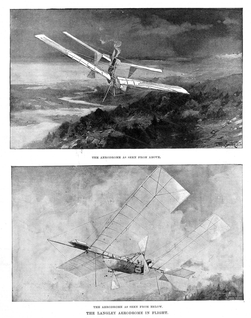 SP Langleys dampdrevne modellfly Aerodrome sett ovenfra og under, 1902 av Unbekannt