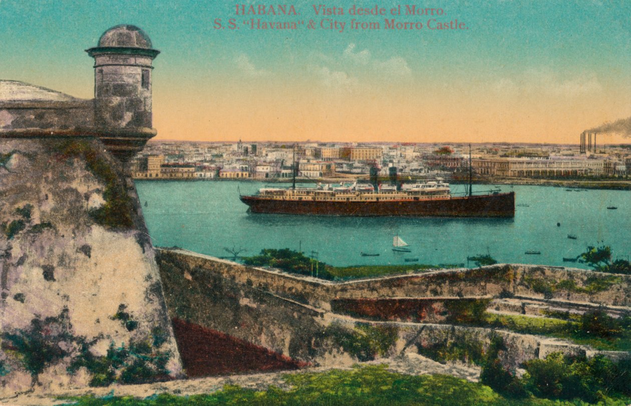 SS Havana og by fra Morro Castle, Havana, Cuba, c1910 av Unbekannt