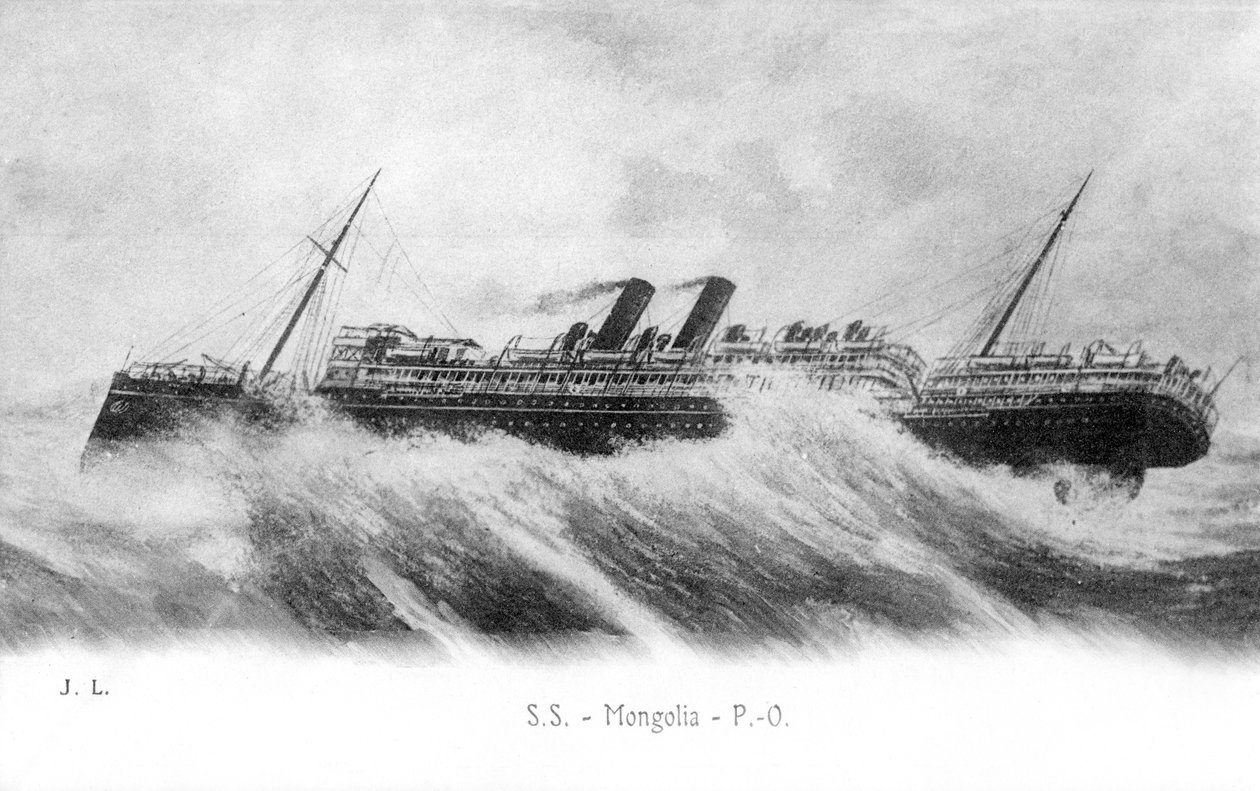 SS Mongolia i tung sjø, c1903-c1917 av Unbekannt