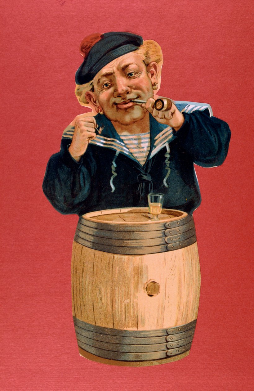 Sjømann som røyker pipe og drikker rom, 1900 av Unbekannt