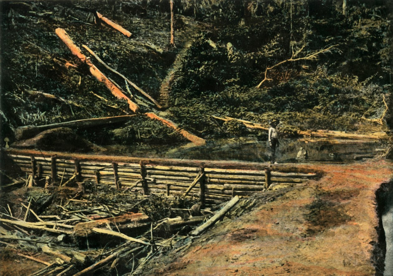 Den hellige Elias. The Great Cofferdam. Konstruksjon, bygning i Cofferdam, 1900. av Unbekannt