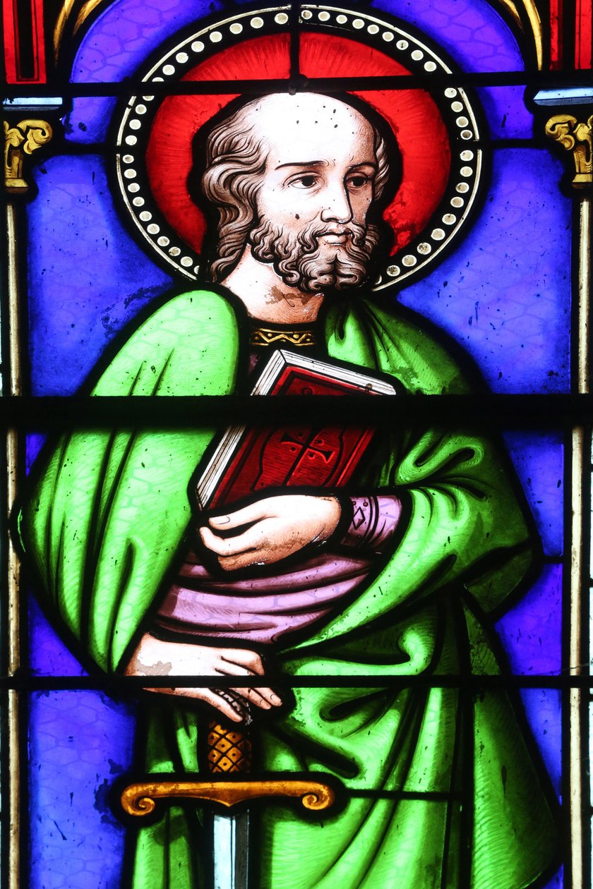 Saint-Pere kirke. Glassmaleri vindu. Apostelen Paulus. Frankrike av Unbekannt