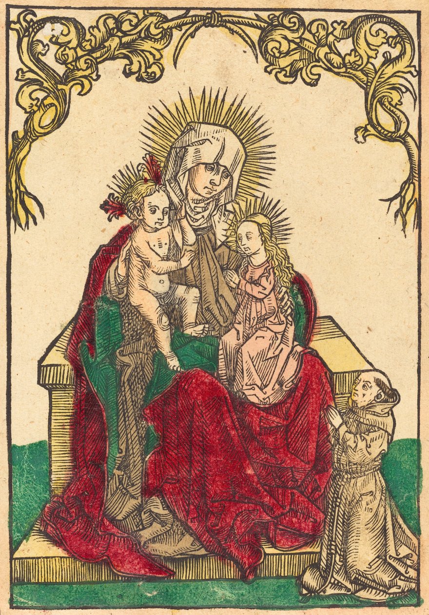 Saint Anne, Madonnaen og barnet, og en fransiskanermunk, ca. 1500. av Unbekannt