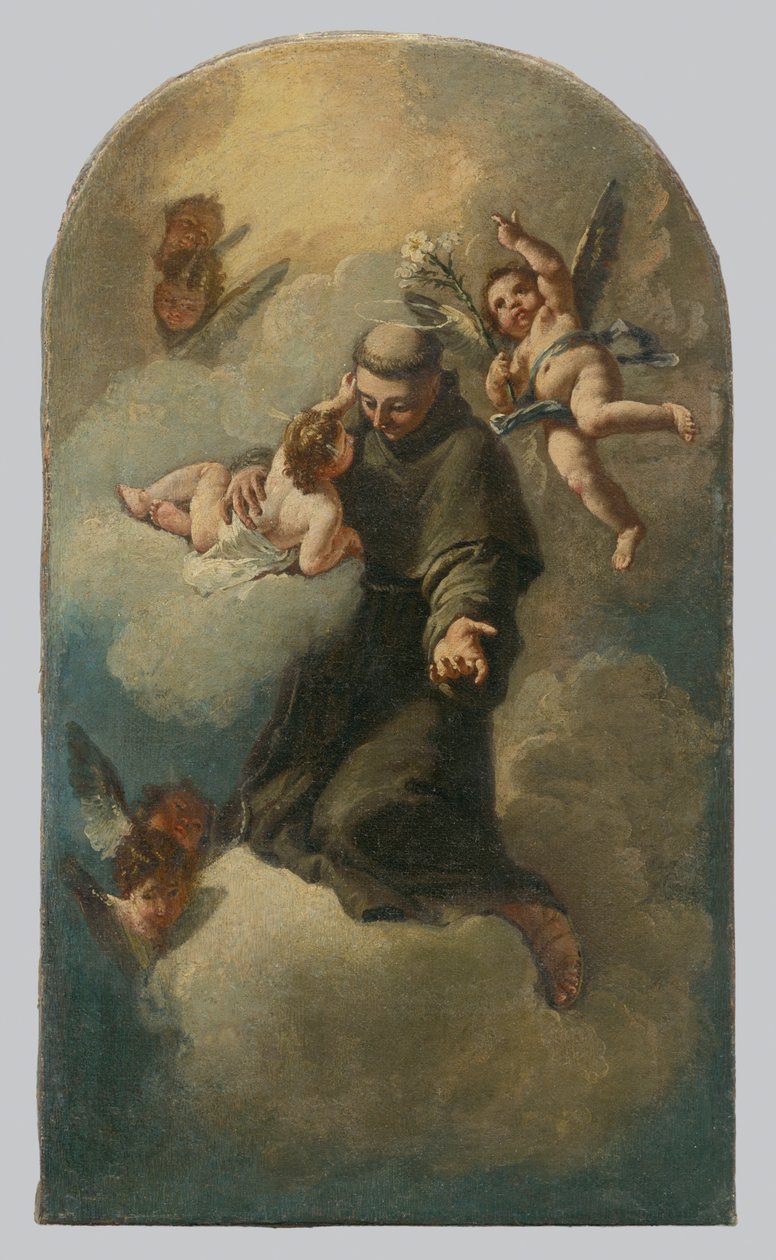 Saint Anthony på en sky omgitt av engler av Unbekannt