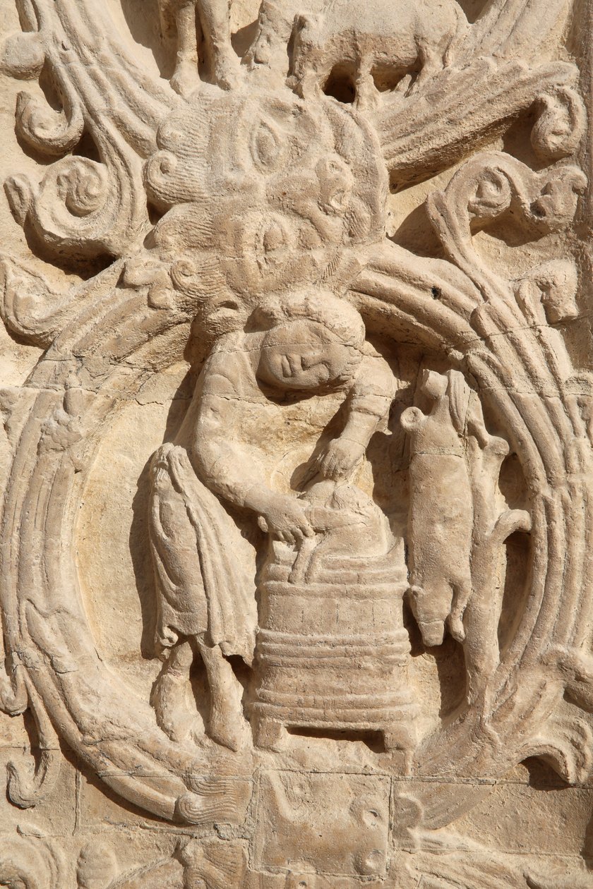 Saint Denis basilikaen. Sentral portal. Landbrukskalender, 20150919, Saint-Denis, Frankrike av Unbekannt