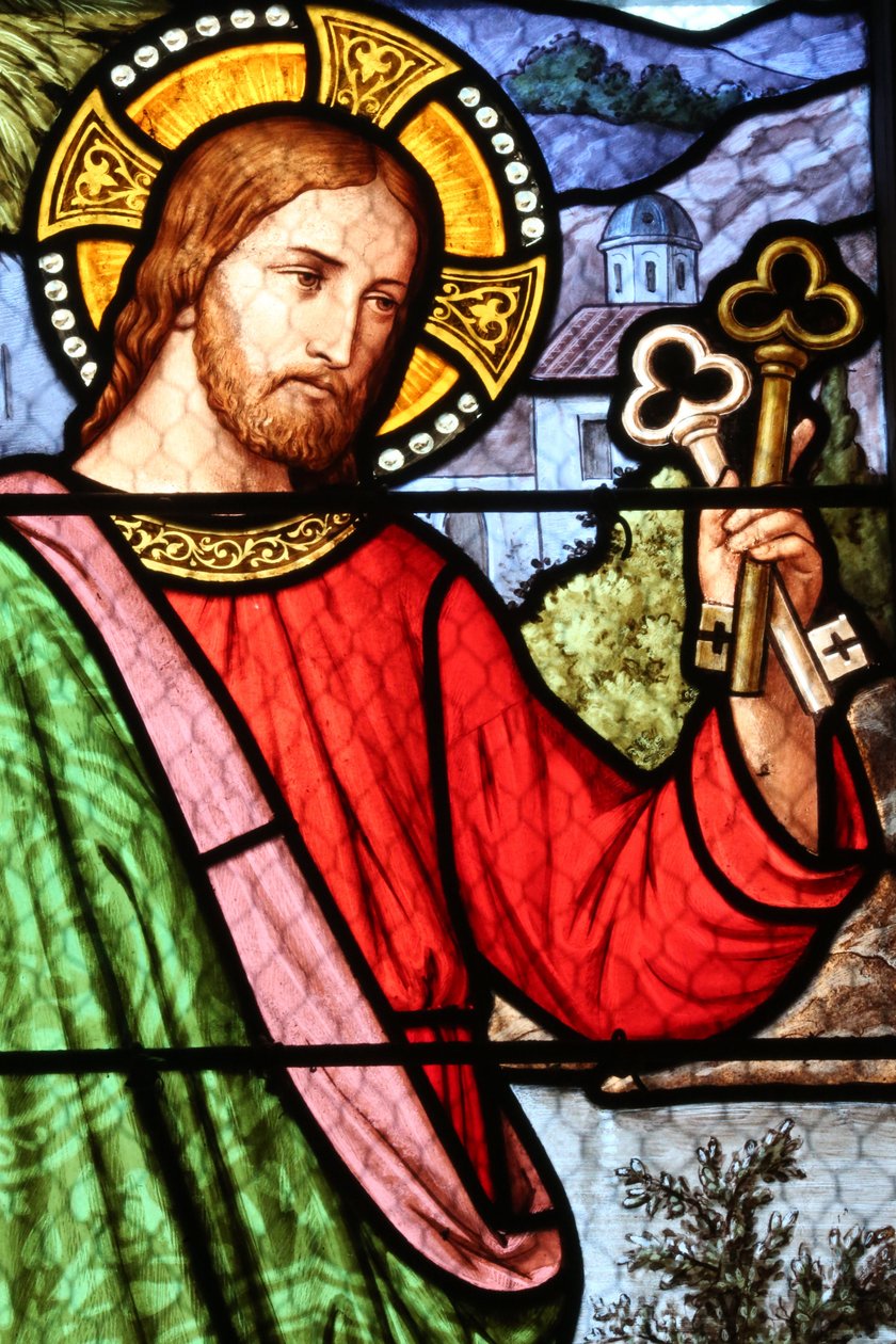 Saint Fargeau kirke. Glassmaleri vindu. Jesus. Frankrike av Unbekannt
