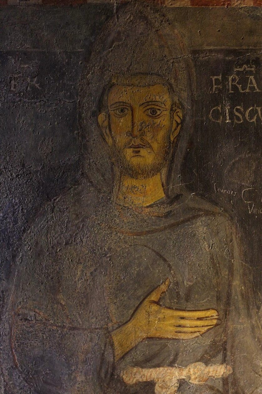 Saint Francis of Assisi Detalj av hans eldste portrett, 1200-tallet av Unbekannt