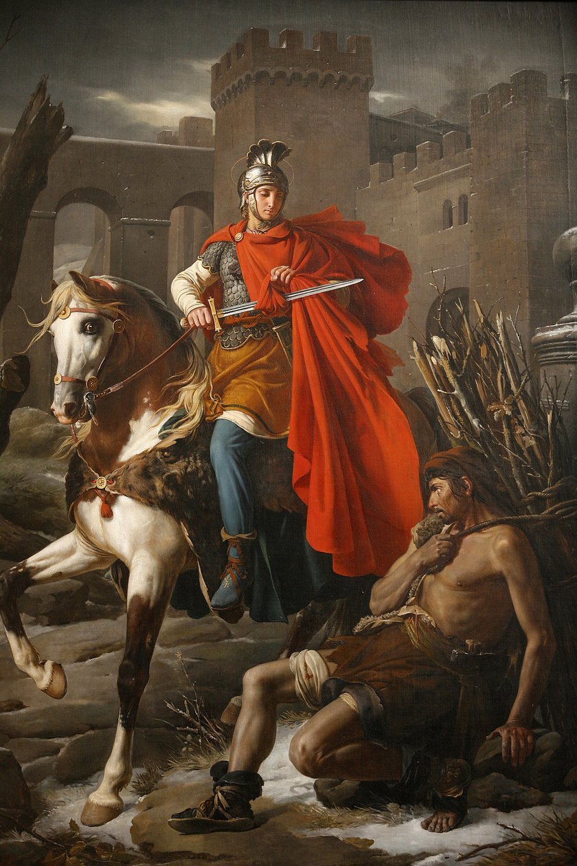 Saint Gatien (Saint-Gatien) katedralmaleri: Saint Martin deler frakken sin, Tours, Frankrike av Unbekannt