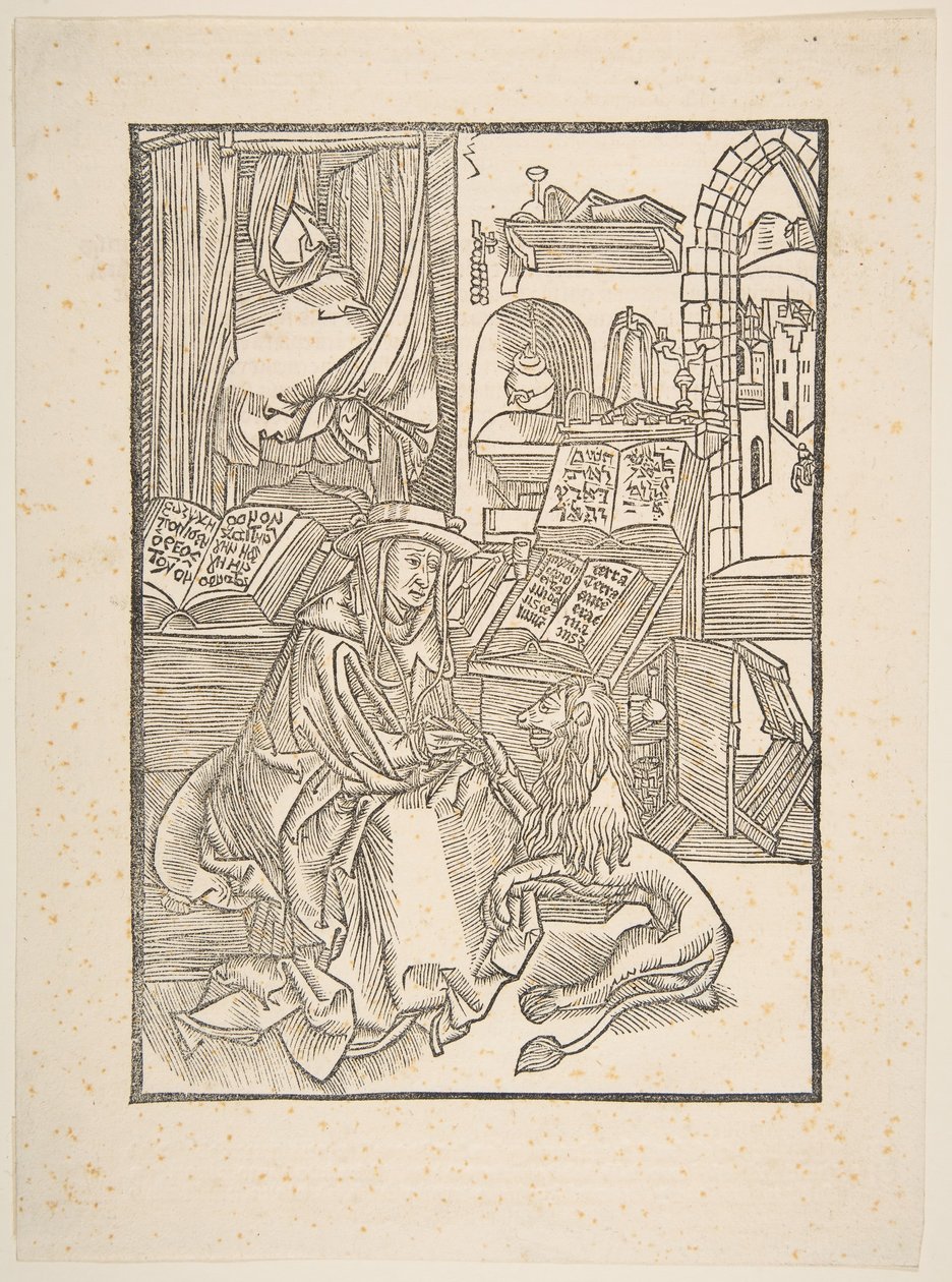 Saint Jerome trekker ut en torn fra løvenes fot, Lyons, 1508 kopi.n.d. av Unbekannt