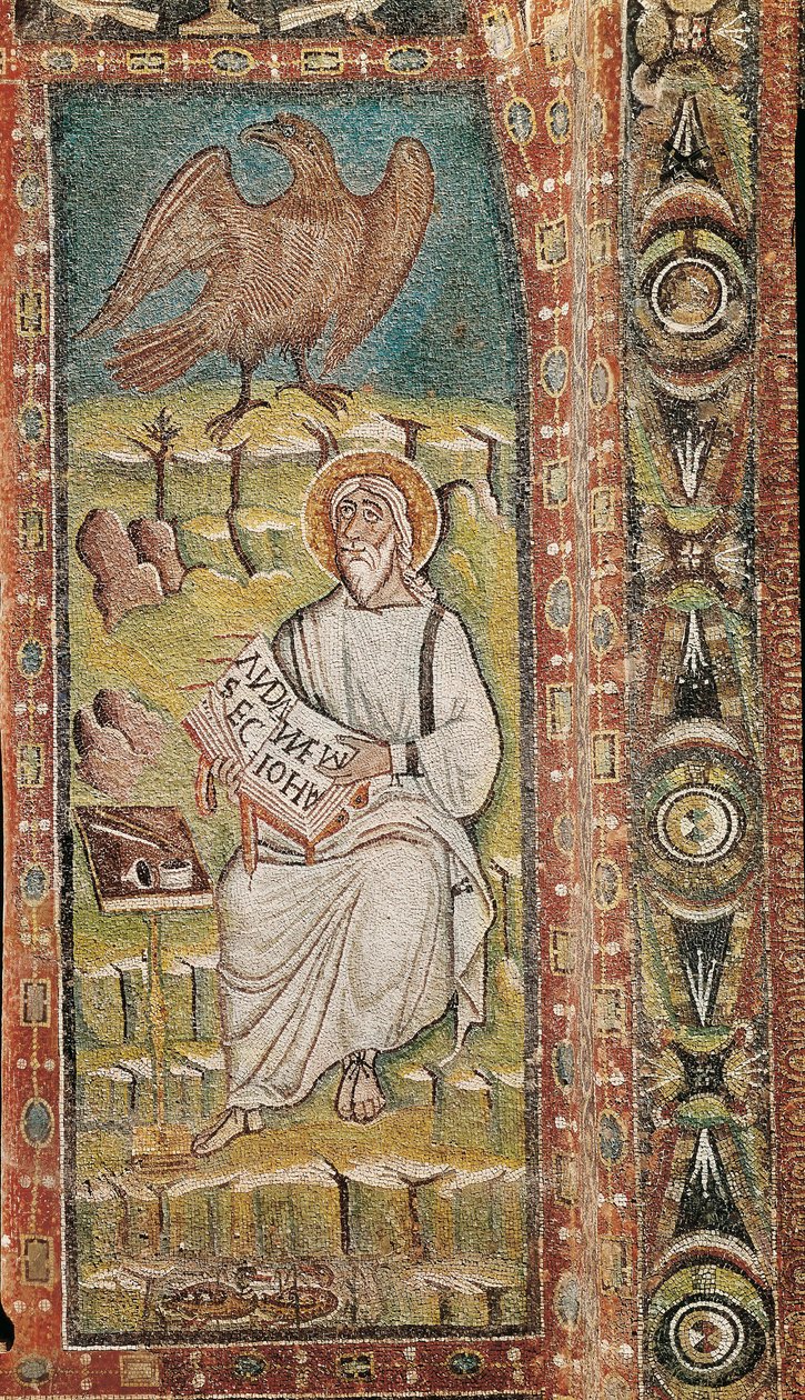 Evangelisten Johannes. Bysantinsk mosaikk. 6. århundre av Unbekannt