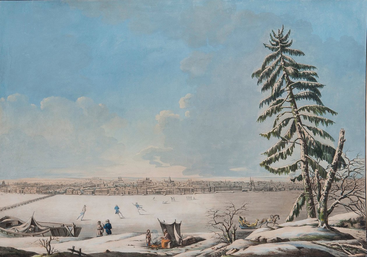 St. Petersburg: Utsikt over elven Neva, tidlig på 1800-tallet av Unbekannt