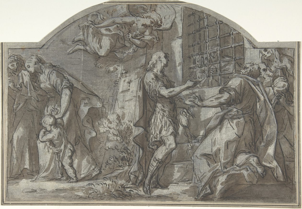 Den hellige Sebastian formaner de kristne fangene, 1700-tallet. av Unbekannt