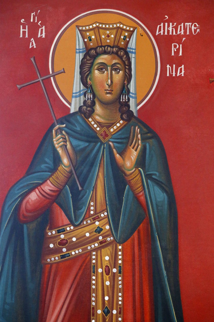 Sainte Kathrine fresco i Holy Cross Church, Pedoulas, 20150510, Pedoulas, Kypros av Unbekannt