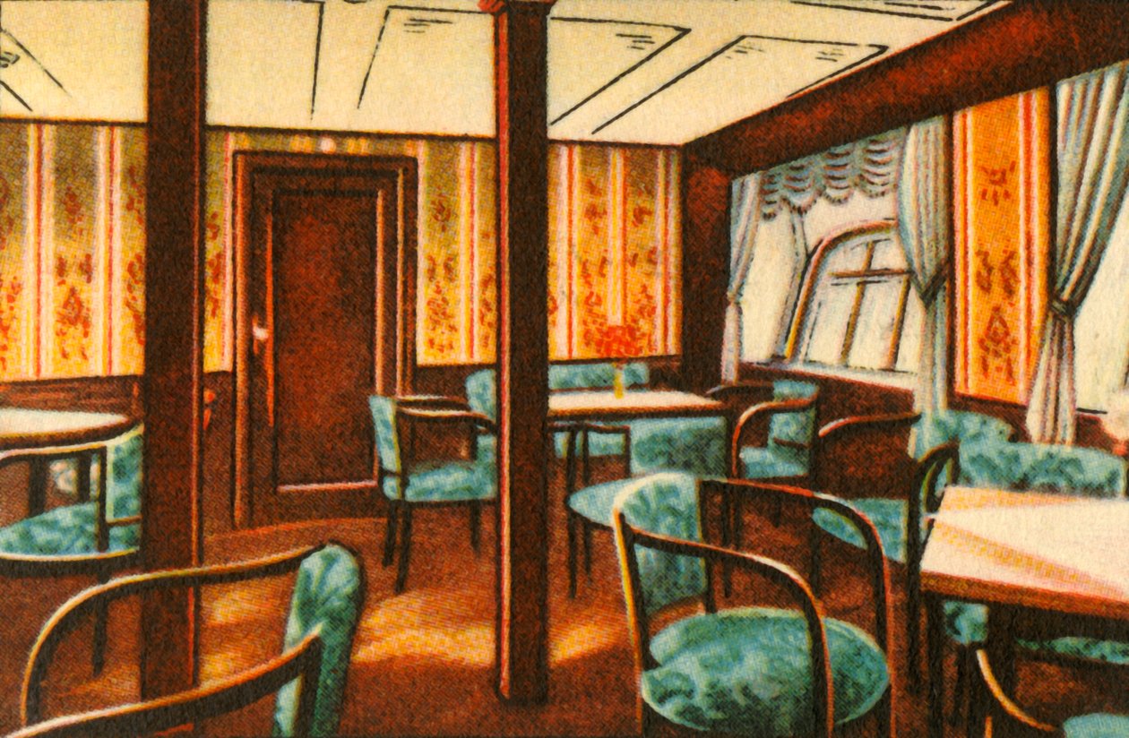 Salong om bord på en zeppelin, 1932. av Unbekannt
